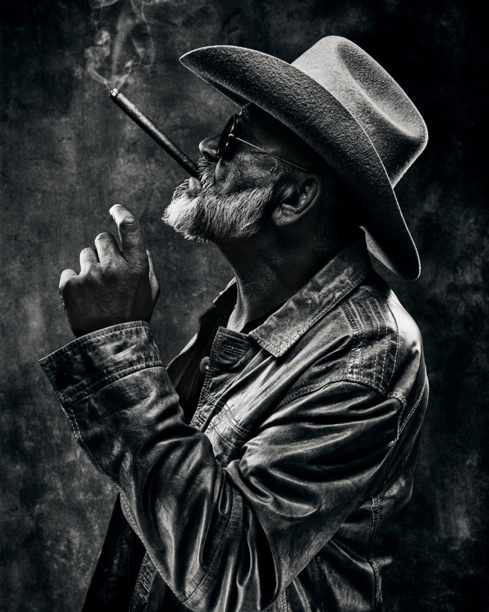 Texas Cigar Character Portrait bw Texas Cigar Character Portrait bw
