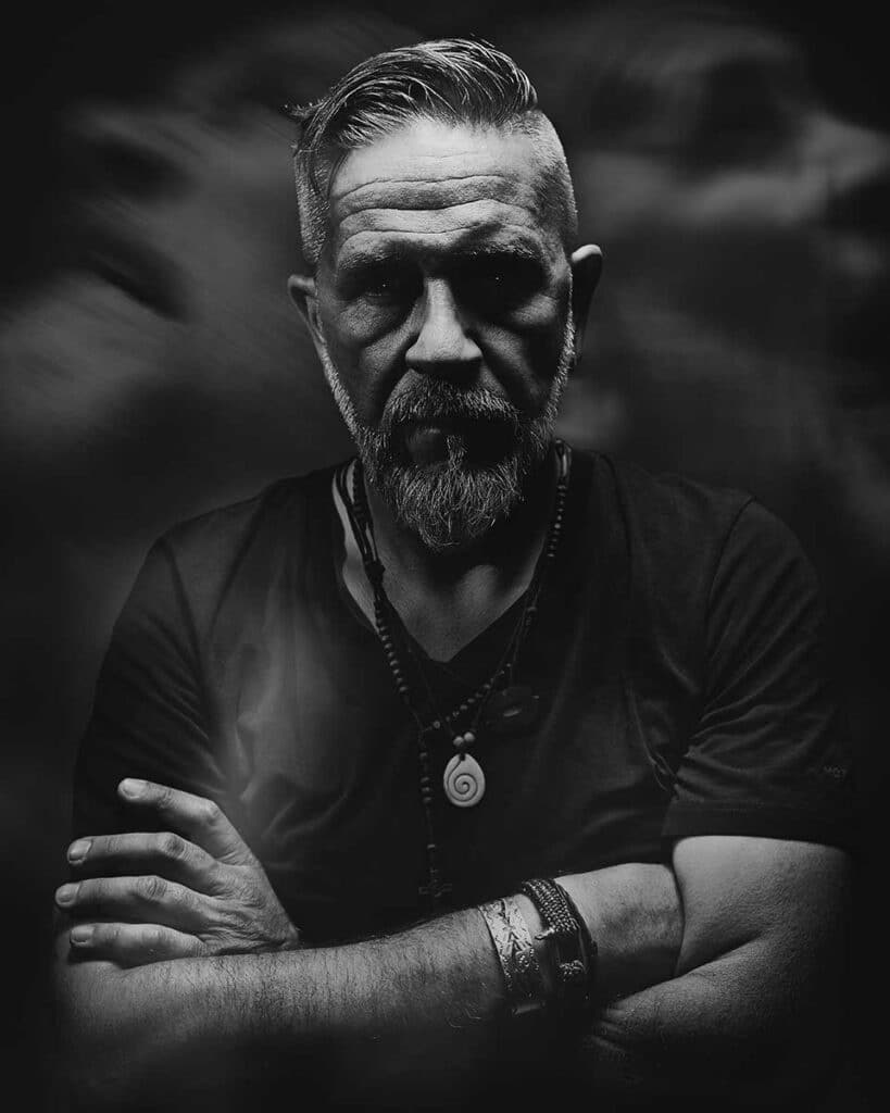 editorial photo style abstract dark portrait male bonn